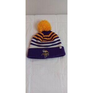 Minnesota Vikings 47 Striped Crown Cuffed Pom Knit Beanie Cap Hat - KIDS